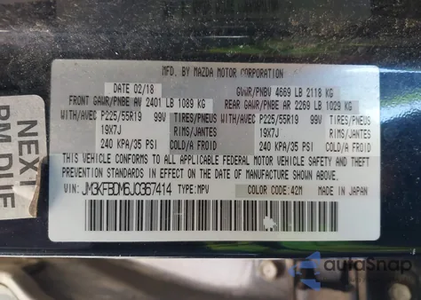 2018 Mazda Cx-5 Grand Touring from USA, damaged, VIN JM3KFBDM6J0367414